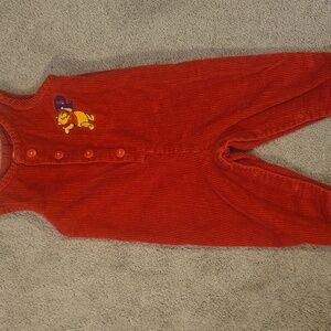 Vintage The Disney Catalog Red Corduroy Overalls with Pooh Bear Size:18 Months
